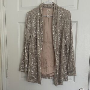 Sequin Blazer in Gold